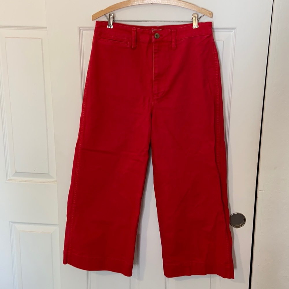 Red Madewell Cropped Wide Leg Pant